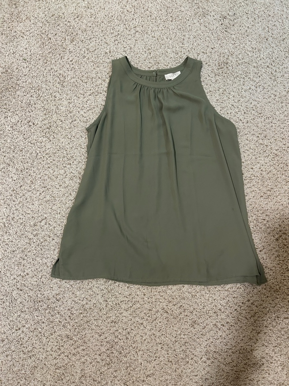 LOFT Women’s Olive Green Pleated Neck Tank